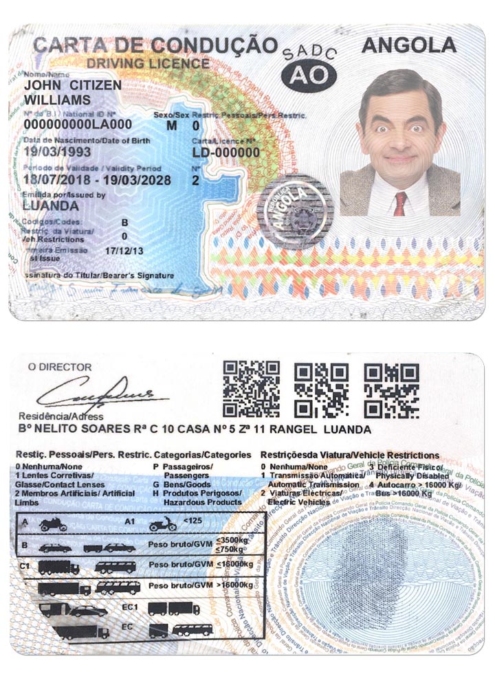 download Angola driving license  2018 2028